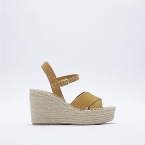 ZARA SPLIT LEATHER‎ JUTE WEDGE